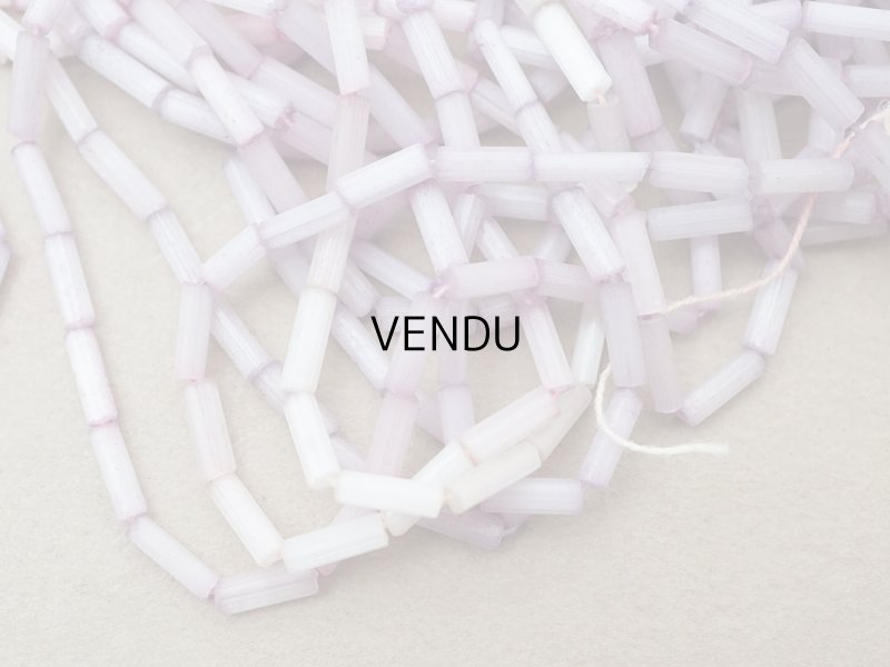 画像6: アンティーク ガラス製 サティネビーズ 淡いパープル 竹ビーズ 6.5mm