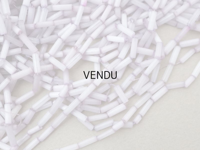 画像3: アンティーク ガラス製 サティネビーズ 淡いパープル 竹ビーズ 5mm