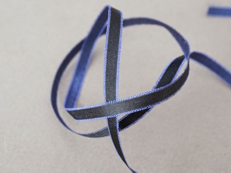 画像3: 19世紀 アンティーク 極細 シルクリボン 5.2m 5mm幅 黒&青紫