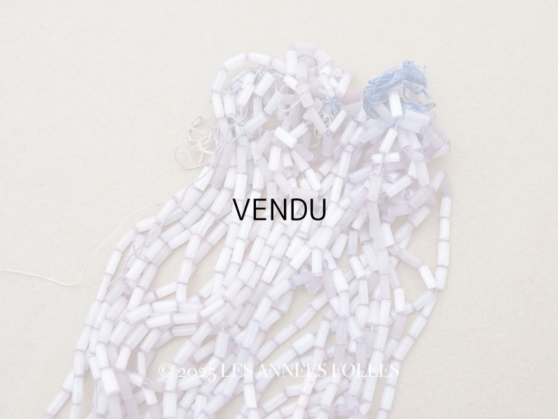 画像1: アンティーク ガラス製 サティネビーズ 淡いパープル 竹ビーズ 6.5mm