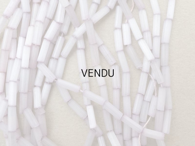 画像5: アンティーク ガラス製 サティネビーズ 淡いパープル 竹ビーズ 6.5mm