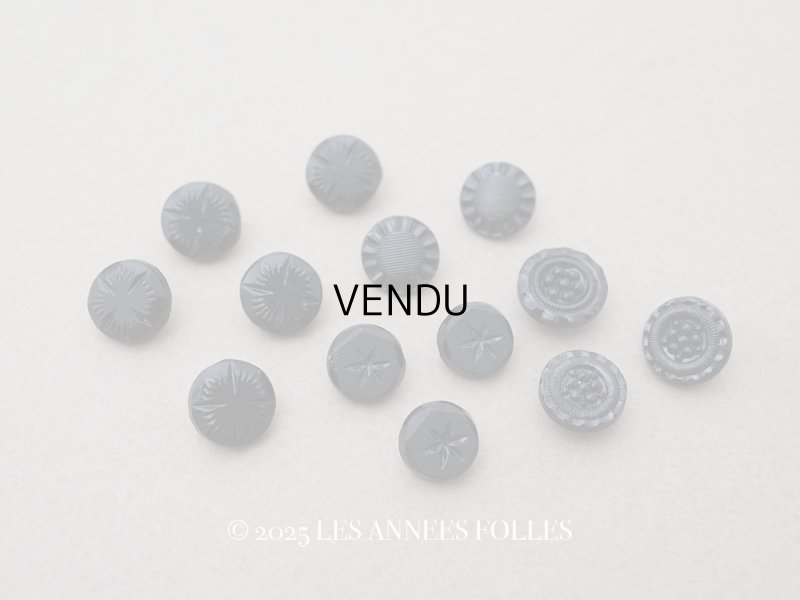 画像1: ＊蚤の市セット＊アンティーク フレンチジェットのボタン 13ピースのセット