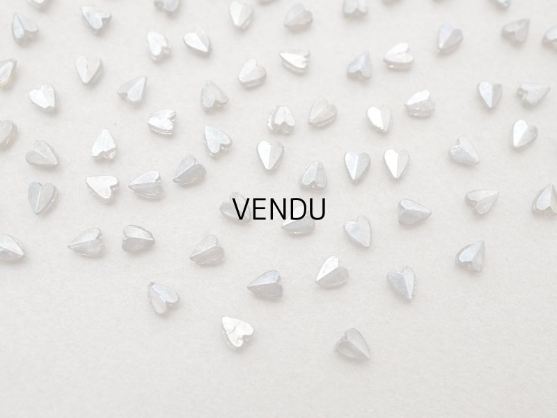 画像2: アンティーク 極小 ハート型 ガラスビーズ シルバー色 4.5×3.75mm 123ピース