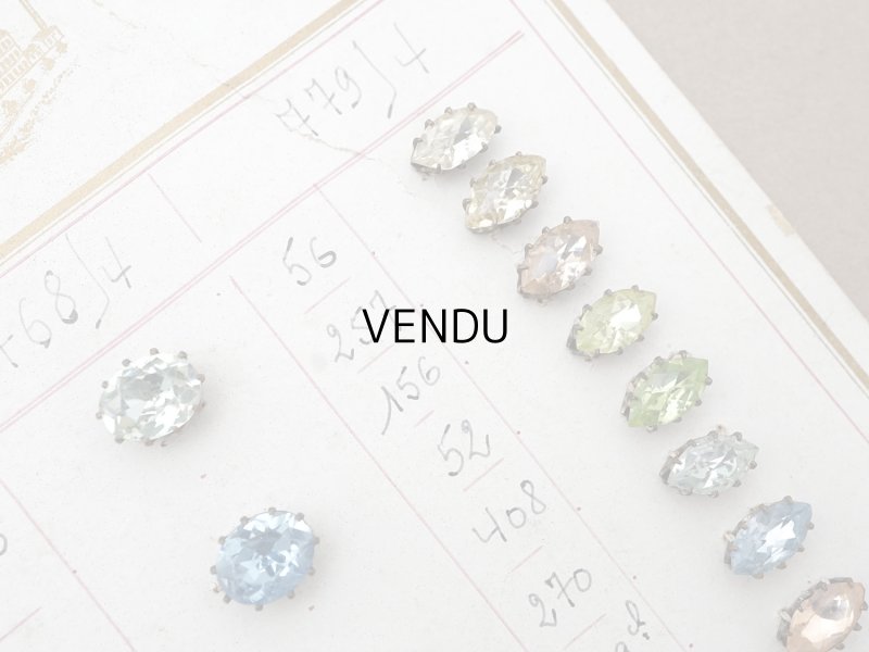 画像5: 19世紀末 アンティーク  サンプラー 大きなラインストーン パステルカラー グラスストーン - A.S.F -