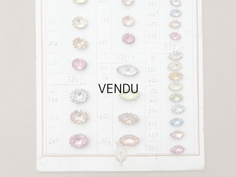 画像3: 19世紀末 アンティーク  サンプラー 大きなラインストーン パステルカラー グラスストーン - A.S.F -