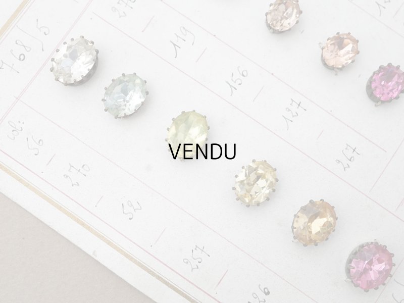 画像4: 19世紀末 アンティーク  サンプラー 大きなラインストーン パステルカラー グラスストーン - A.S.F -