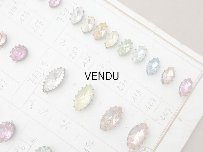 画像7: 19世紀末 アンティーク  サンプラー 大きなラインストーン パステルカラー グラスストーン - A.S.F -