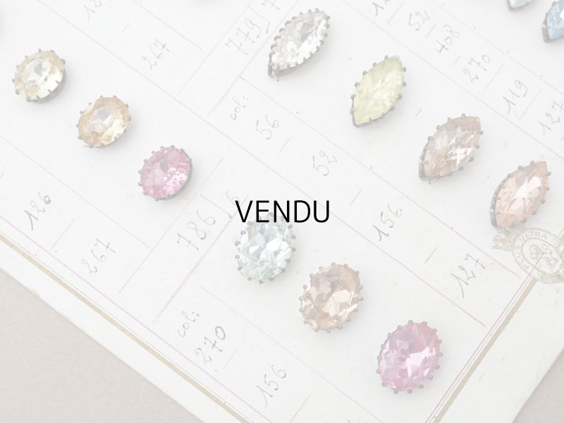 画像6: 19世紀末 アンティーク  サンプラー 大きなラインストーン パステルカラー グラスストーン - A.S.F -