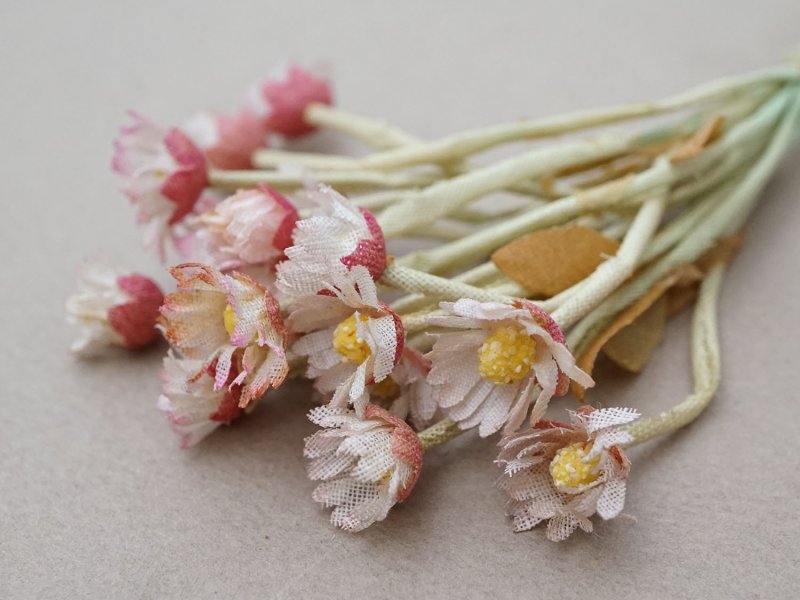 画像7: アンティーク デイジーの布花 16輪のセット