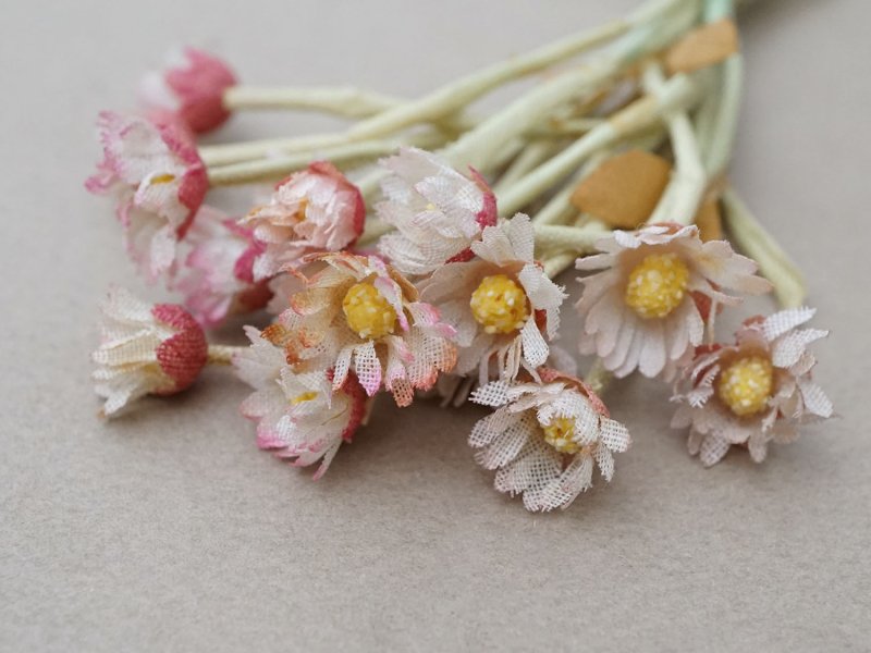 画像8: アンティーク デイジーの布花 16輪のセット