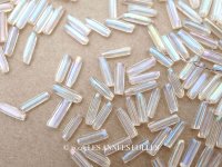 アンティーク ガラスビーズ カット入り オーロラ加工 ライン入り 2×7mm ストライプ 40g