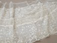画像12: 19世紀末 アンティーク ドレスパーツ リボンのモチーフ アプリカシオン・アングルテール  4.2m 幅広22.5cmオフホワイト ボビンレース (12)