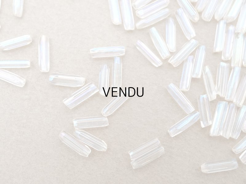 画像4: アンティーク ガラスビーズ カット入り オーロラ加工 ライン入り 2×7mm ストライプ 40g