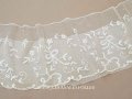 19世紀末 アンティーク ドレスパーツ リボンのモチーフ アプリカシオン・アングルテール  4.2m 幅広22.5cmオフホワイト ボビンレース