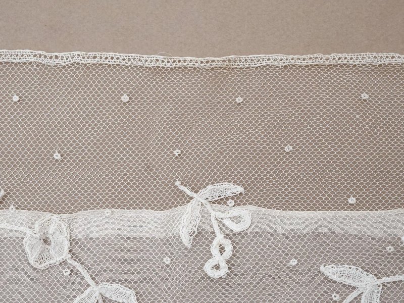 画像17: 19世紀末 アンティーク ドレスパーツ リボンのモチーフ アプリカシオン・アングルテール  4.2m 幅広22.5cmオフホワイト ボビンレース