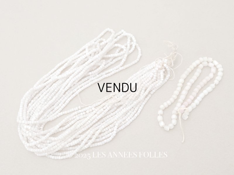 画像1: アンティーク ガラス製 サティネビーズ カット入り オフホワイト 2種セット 24g