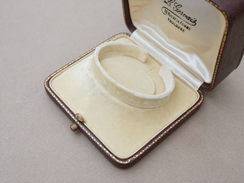 画像4: アンティーク 金彩入り 本革製 ジュエリーボックス ボルドー ブレスレット用