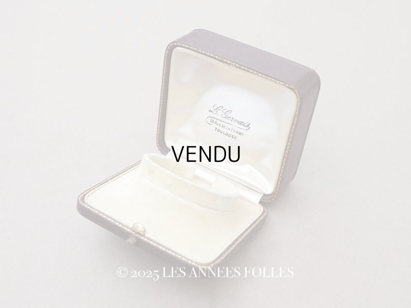 画像1: アンティーク 金彩入り 本革製 ジュエリーボックス ボルドー ブレスレット用