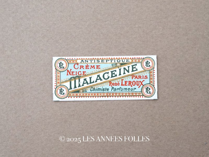 画像1: アンティーク パフュームラベル CREME NEIGE MALACEINE - RENE LEROUX PARIS -