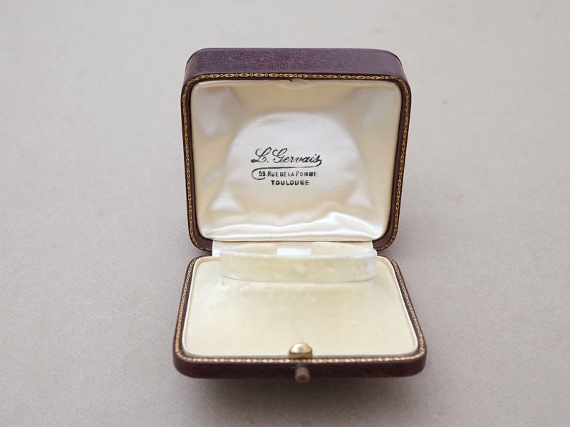 画像2: アンティーク 金彩入り 本革製 ジュエリーボックス ボルドー ブレスレット用