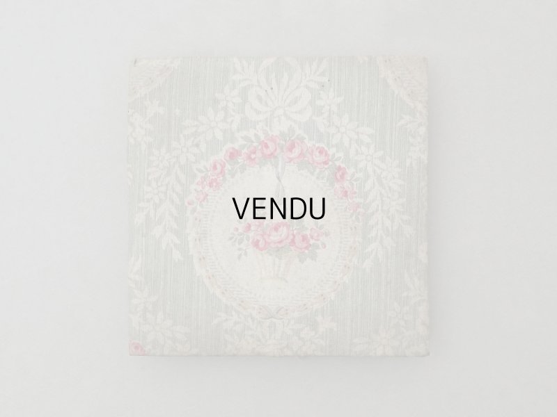 画像2: アンティーク 薔薇の花かごのメダイヨン カルトナージュボックス オリーブグリーン