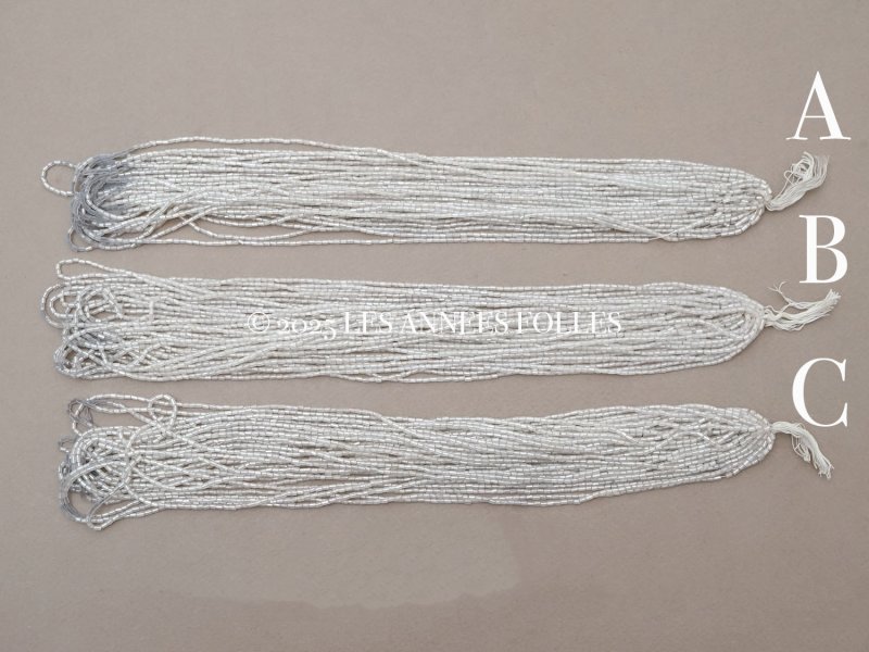 画像5: アンティーク シードビーズ 半透明＆シルバー ガラス製 1cm=4粒 36g