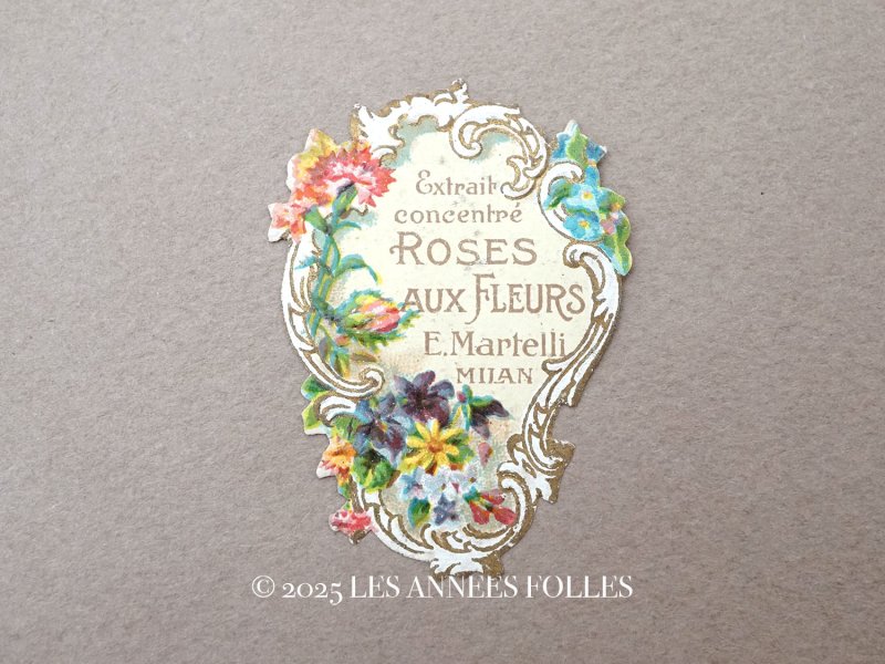 画像1: アンティーク パフュームラベル EXTRAIT CONCENTRE ROSES AUX FLEURS - E.MARTILLI MILAN -