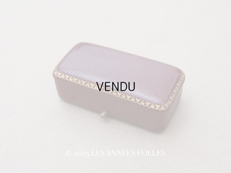 画像1: アンティーク 本革製 ジュエリーボックス 金彩入り ボルドー エパングル