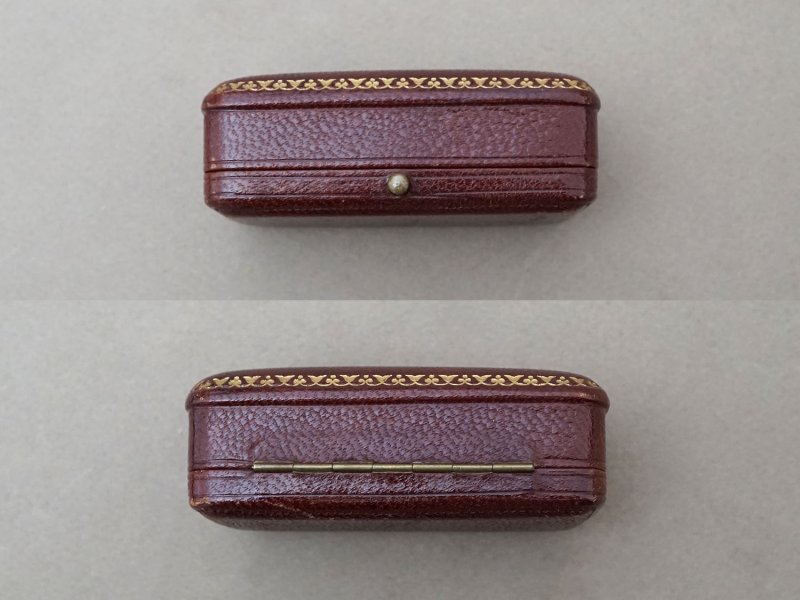 画像7: アンティーク 本革製 ジュエリーボックス 金彩入り ボルドー エパングル