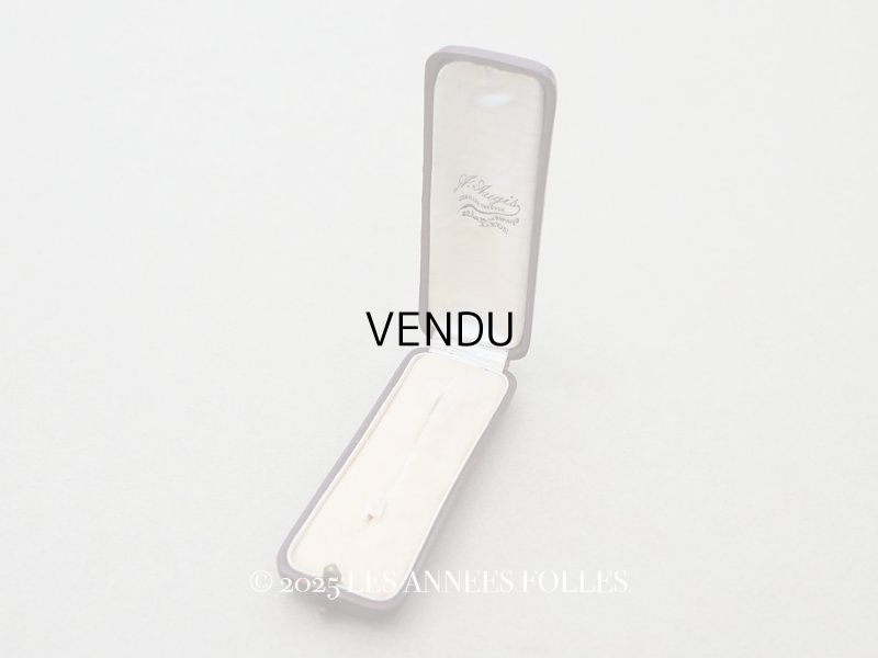 画像1: アンティーク 本革製 ジュエリーボックス ボルドー エパングル