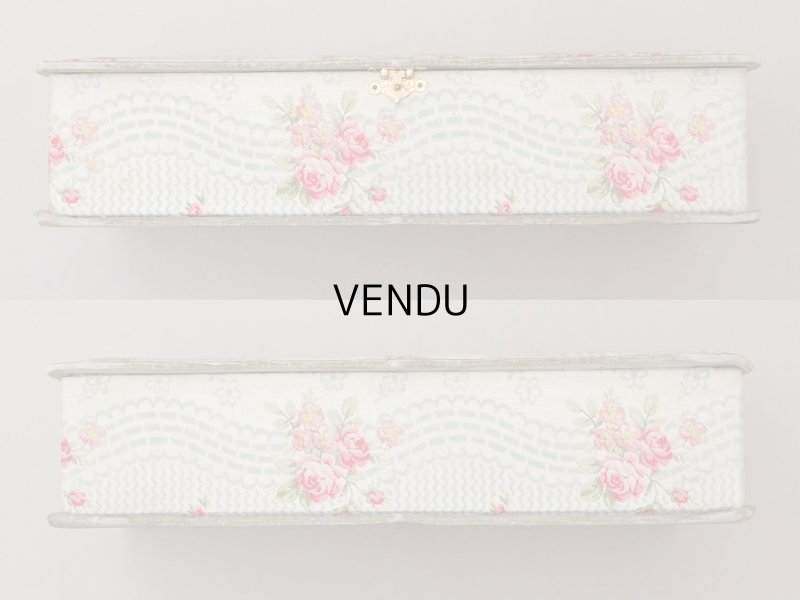 画像7: アンティーク グローブボックス 薔薇模様のカルトナージュボックス　