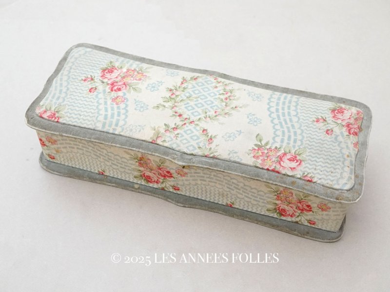 画像1: アンティーク グローブボックス 薔薇模様のカルトナージュボックス　