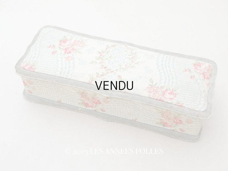 画像1: アンティーク グローブボックス 薔薇模様のカルトナージュボックス　