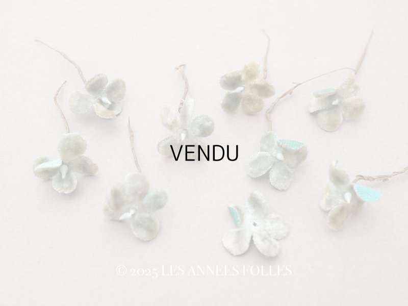 画像1: 【クリスマスセール2025対象外】アンティーク ベルベットの布花 9ピースのセット ブルーグリーン