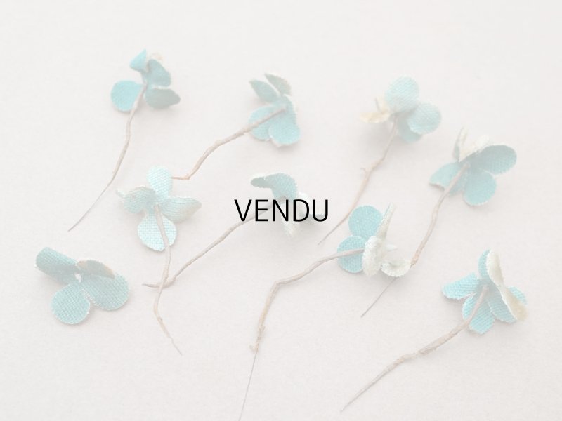 画像5: 【クリスマスセール2025対象外】アンティーク ベルベットの布花 9ピースのセット ブルーグリーン