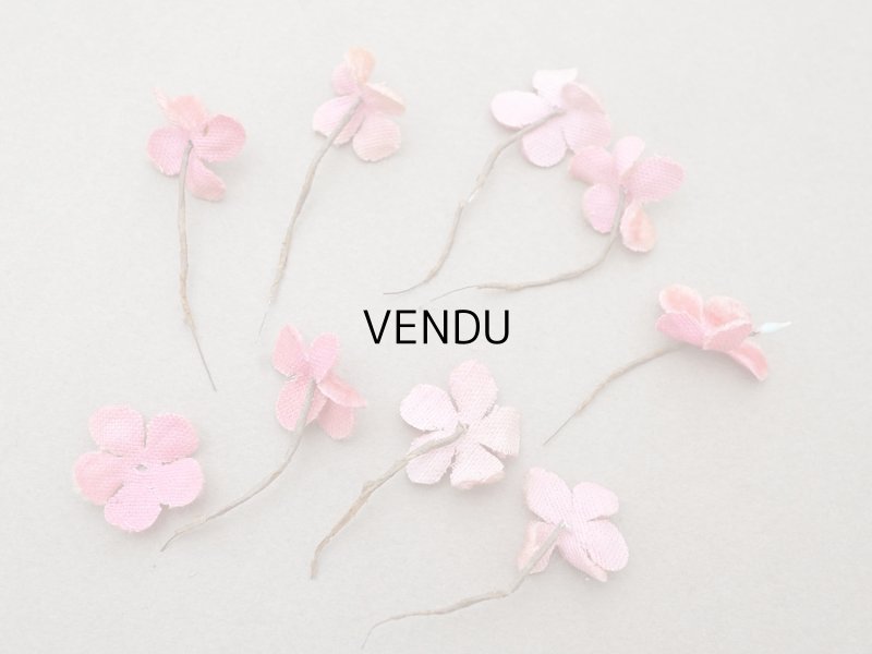 画像5: 【クリスマスセール2025対象外】アンティーク ベルベットの布花 9ピースのセット ピンク