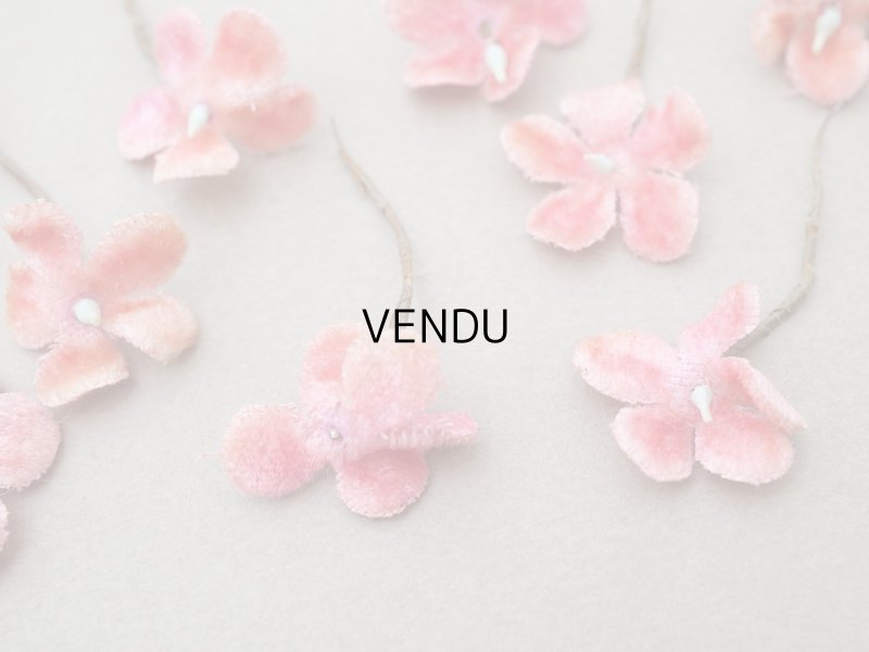 画像2: 【クリスマスセール2025対象外】アンティーク ベルベットの布花 9ピースのセット ピンク