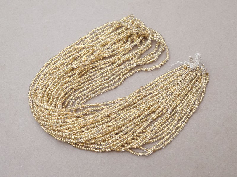 画像2: アンティーク ライン入り クリア＆シャンパンゴールド シードビーズ ガラスビーズ 62g