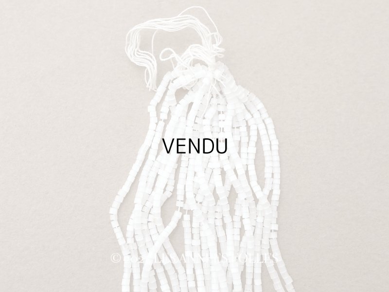 画像1: アンティーク ガラス製 サティネビーズ ホワイト 1cm=8粒