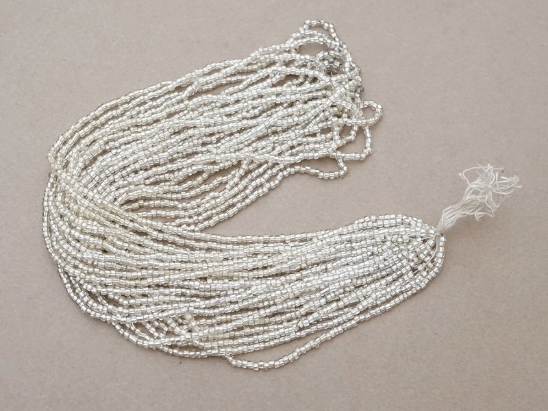 画像2: アンティーク ライン入り クリア＆シルバー シードビーズ ガラスビーズ 63g