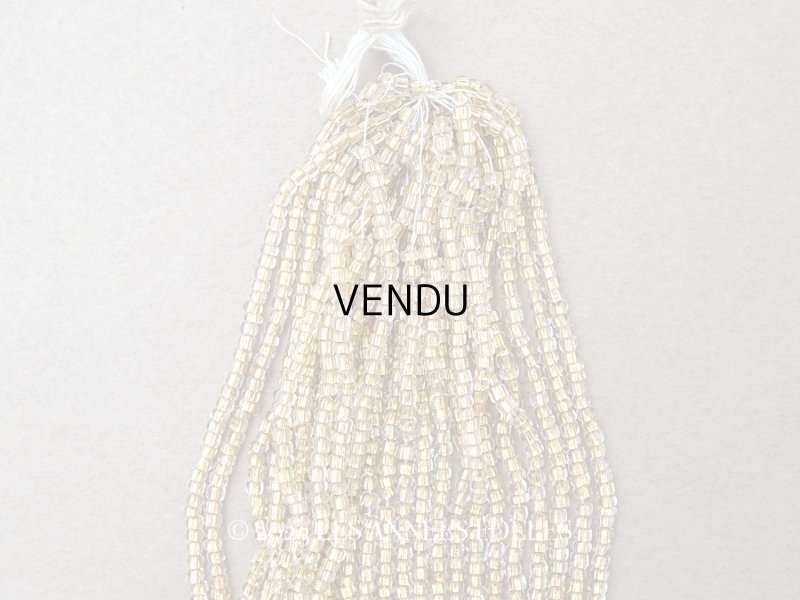 画像1: アンティーク ライン入り クリア＆シャンパンゴールド シードビーズ ガラスビーズ 62g