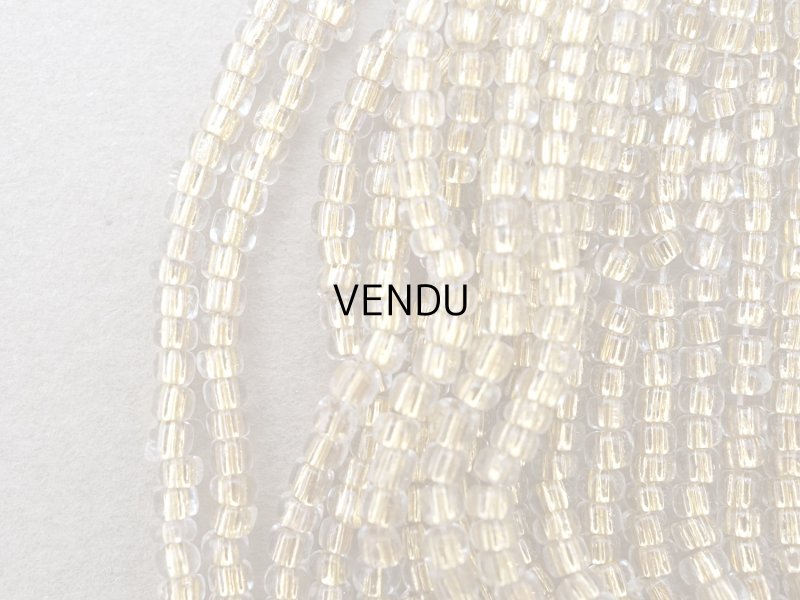 画像3: アンティーク ライン入り クリア＆シャンパンゴールド シードビーズ ガラスビーズ 62g