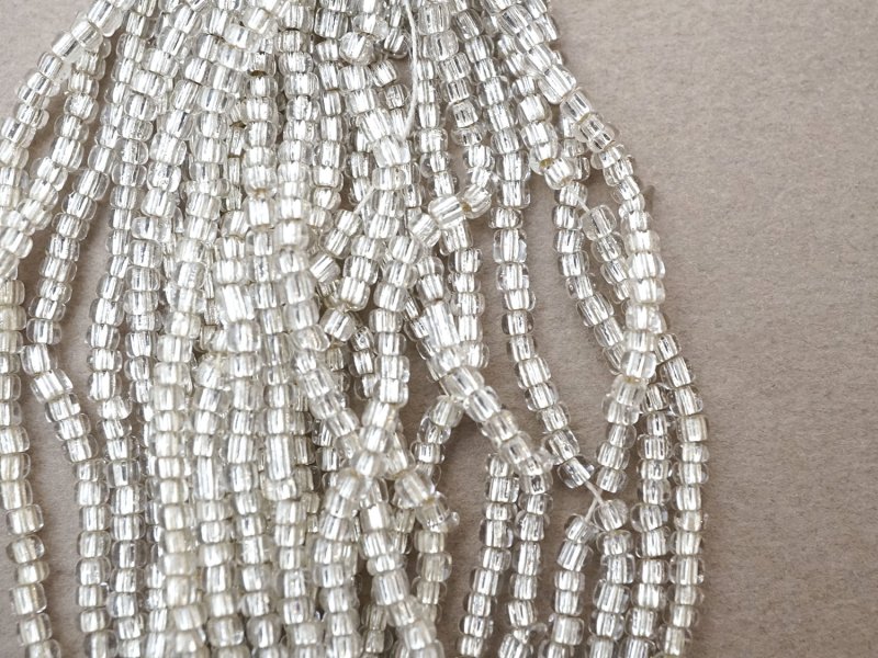 画像3: アンティーク ライン入り クリア＆シルバー シードビーズ ガラスビーズ 63g