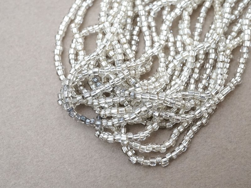 画像5: アンティーク ライン入り クリア＆シルバー シードビーズ ガラスビーズ 63g