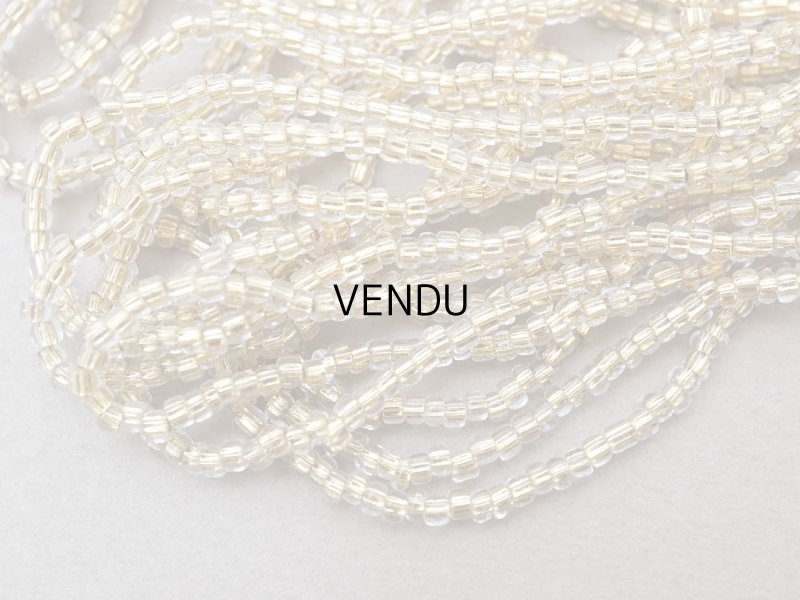 画像4: アンティーク ライン入り クリア＆シャンパンゴールド シードビーズ ガラスビーズ 62g