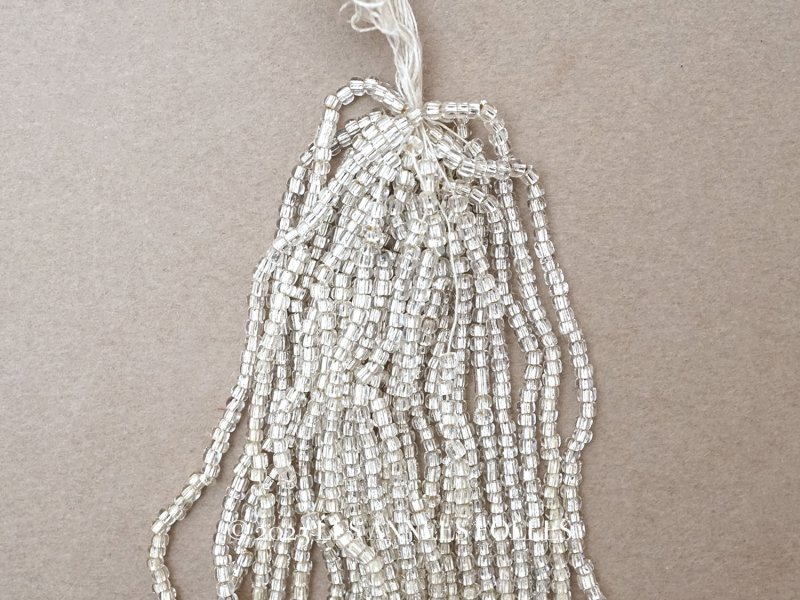 画像1: アンティーク ライン入り クリア＆シルバー シードビーズ ガラスビーズ 63g