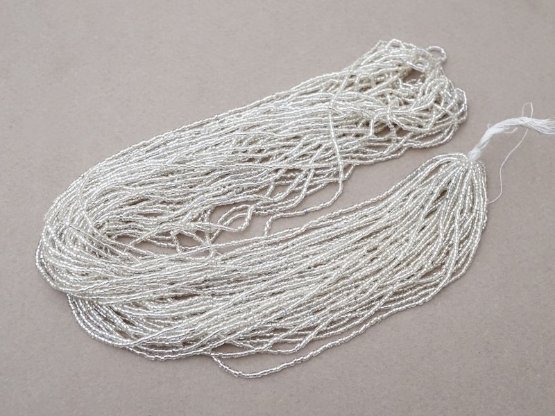 画像2: アンティーク クリア＆シルバー シードビーズ  ガラスビーズ 39g 1cm=9粒