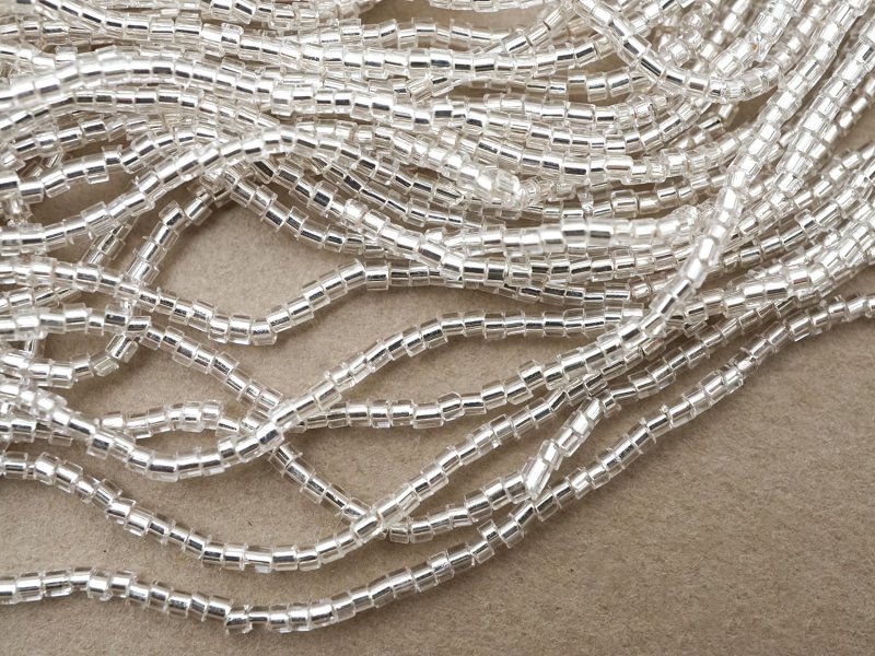 画像4: アンティーク クリア＆シルバー シードビーズ  ガラスビーズ 34〜42g 1cm=8.5粒