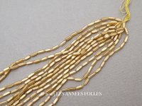 アンティーク スフレビーズ スモーキーゴールド スティック型  2×5.5mm  約350〜550ピース 吹きガラス製 ビーズ