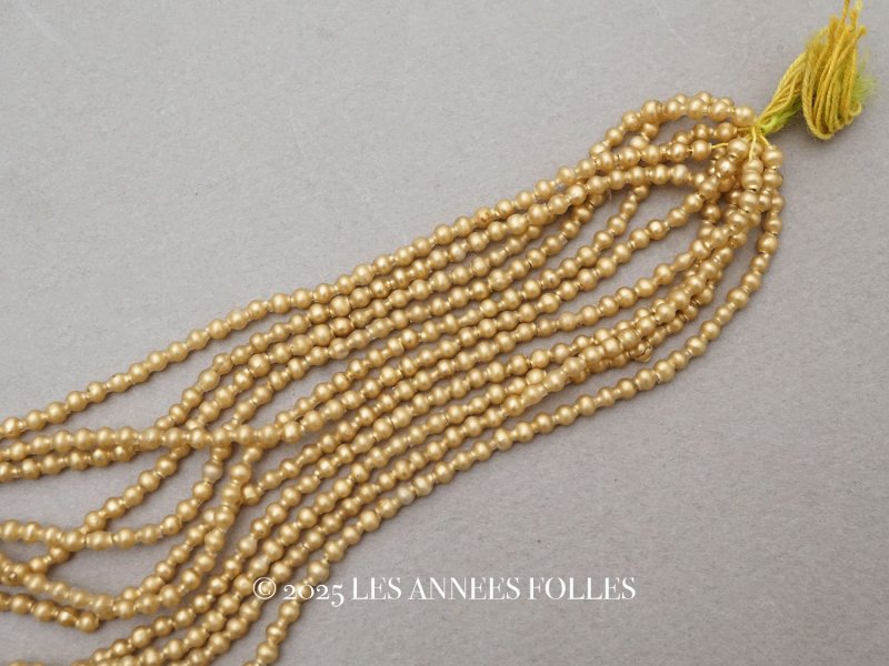 画像1: アンティーク スフレビーズ 丸 3mm グレイッシュゴールド 吹きガラス製ビーズ 約1030ピース